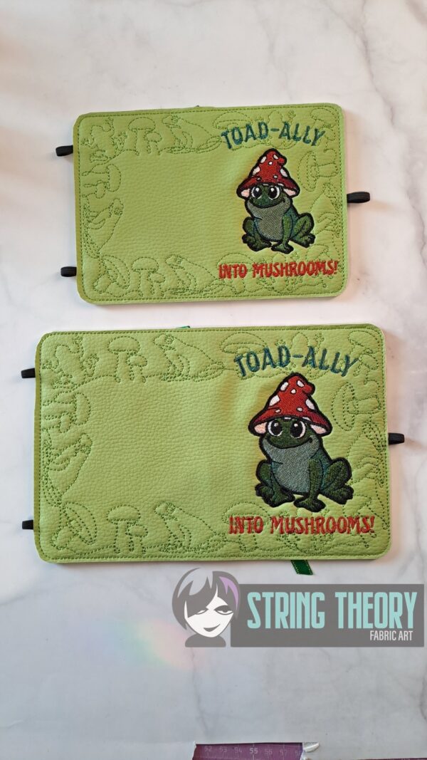 Chibi Mushtoad – TOAD-ALLY Into Mushrooms  Notebook Cover ITH in the hoop Digital Download for Machine Embroidery Pattern, Design (5×7, 6×10 Hoop) - Image 2