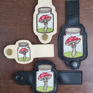 Cottagecore Mushroom Jar Tabs ITH in the hoop wallet tab Digital Download for Machine Embroidery Pattern, Design (4x4, 5x7 Hoop)