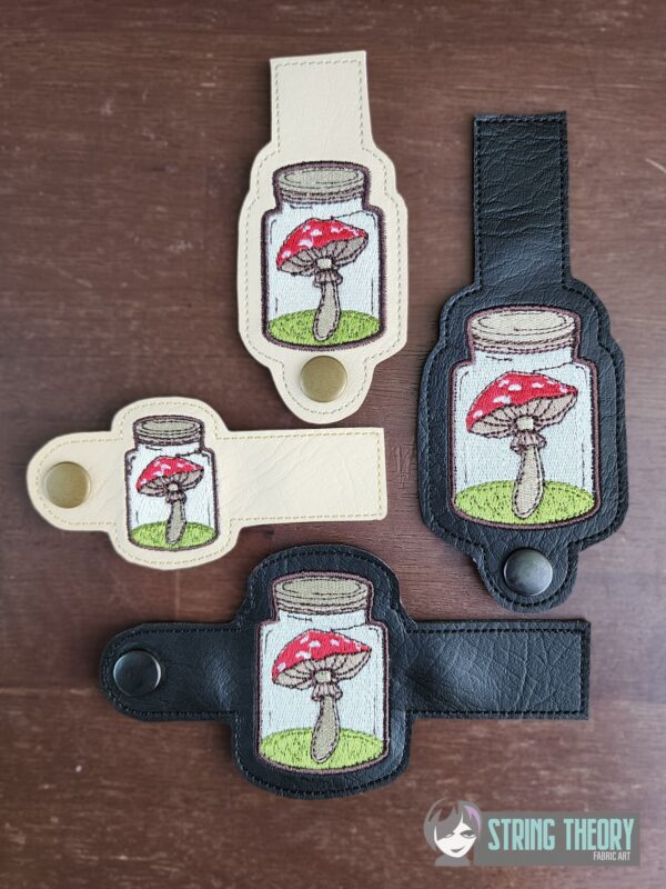 Cottagecore Mushroom Jar Tabs ITH in the hoop wallet tab Digital Download for Machine Embroidery Pattern, Design (4x4, 5x7 Hoop)