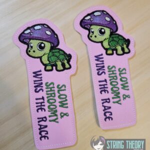Chibi Mushturtle - Slow & Shroomy Wins the Race Bookmark ITH in the hoop Digital Download for Machine Embroidery Pattern, Design ( 2ITH 5x7 Hoop)