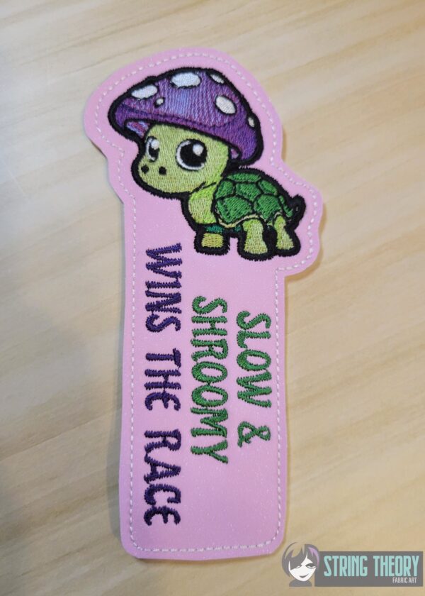 Chibi Mushturtle - Slow & Shroomy Wins the Race Bookmark ITH in the hoop Digital Download for Machine Embroidery Pattern, Design ( 2ITH 5x7 Hoop) - Image 2