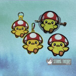 Chibi Mushduck Bun Cover, fob, patch, Ornament ITH in the hoop Digital Download for Machine Embroidery Pattern, Design (4x4 Hoop)