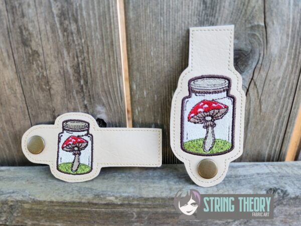 Cottagecore Mushroom Jar Tabs ITH in the hoop wallet tab Digital Download for Machine Embroidery Pattern, Design (4x4, 5x7 Hoop) - Image 2