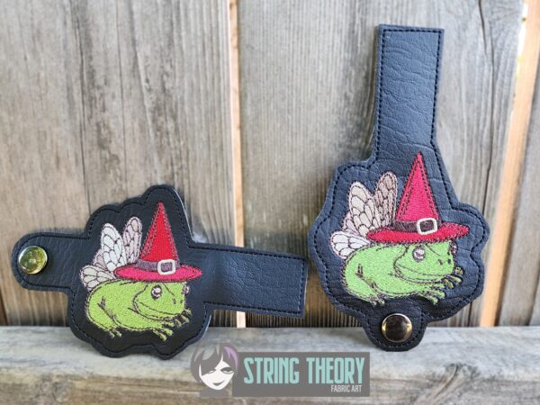 Cottagecore Witch Frog Tabs ITH in the hoop wallet tab Digital Download for Machine Embroidery Pattern, Design (4x4, 5x7 Hoop) - Image 3