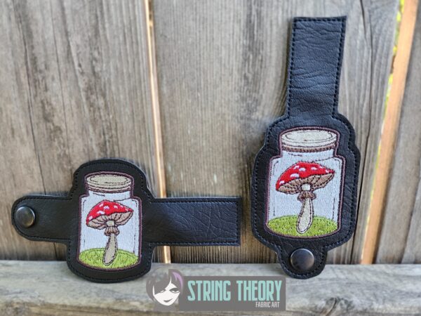 Cottagecore Mushroom Jar Tabs ITH in the hoop wallet tab Digital Download for Machine Embroidery Pattern, Design (4x4, 5x7 Hoop) - Image 3