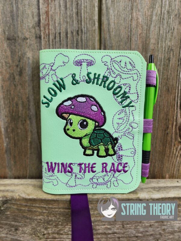 Chibi Mushturtle – Slow & Shroomy Wins the Race Notebook Cover ITH in the hoop Digital Download for Machine Embroidery Pattern, Design (5×7, 6×10 Hoop) - Image 3