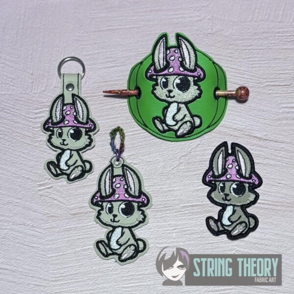 Chibi Mushbunny Bun Cover, fob, patch, Ornament ITH in the hoop Digital Download for Machine Embroidery Pattern, Design (4x4 Hoop)