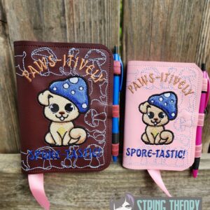 Chibi Mushpuppy – PAWS-ITIVELY Spore-Tastic Notebook Cover ITH in the hoop Digital Download for Machine Embroidery Pattern, Design (5×7, 6×10 Hoop)