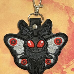 Chibi Mothman Snap Tab Key Fob Digital Download for Machine Embroidery Pattern, Design (4×4 Hoop)