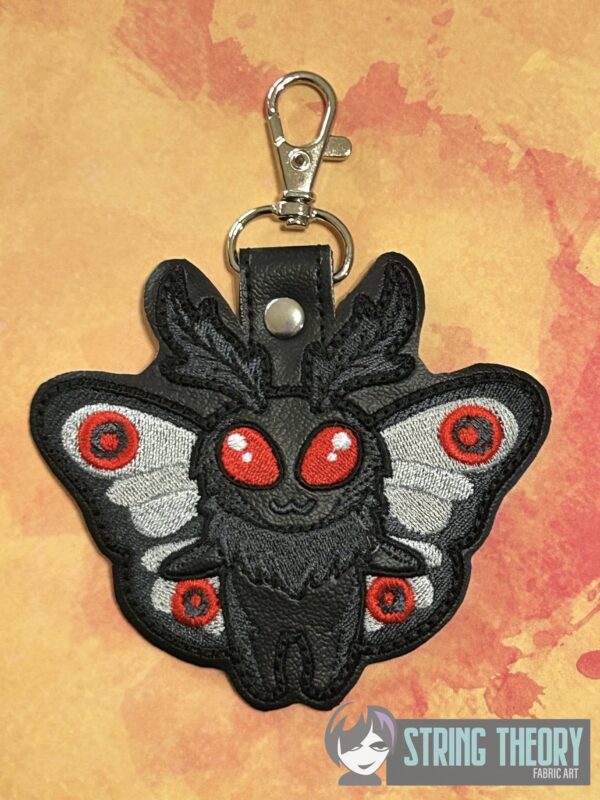 Chibi Mothman Snap Tab Key Fob Digital Download for Machine Embroidery Pattern, Design (4×4 Hoop)