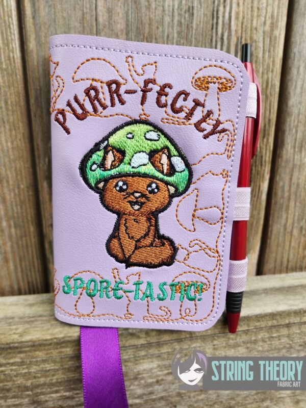 Chibi Mushcat – PURR-FECTLY Spore-Tastic Notebook Cover ITH in the hoop Digital Download for Machine Embroidery Pattern, Design (5×7, 6×10 Hoop) - Image 3