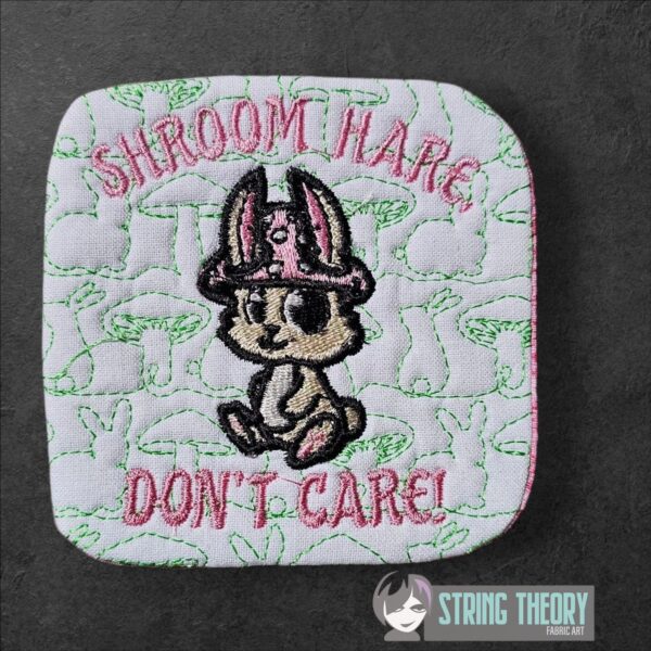 Chibi Mushbunny - Shroom Hair, Don't Care Mug Rug  ITH in the hoop Digital Download for Machine Embroidery Pattern, Design (4x4, 5×7, 6×10 Hoop) - Image 4