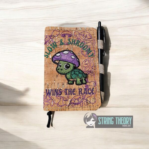 Chibi Mushturtle – Slow & Shroomy Wins the Race Notebook Cover ITH in the hoop Digital Download for Machine Embroidery Pattern, Design (5×7, 6×10 Hoop) - Image 6