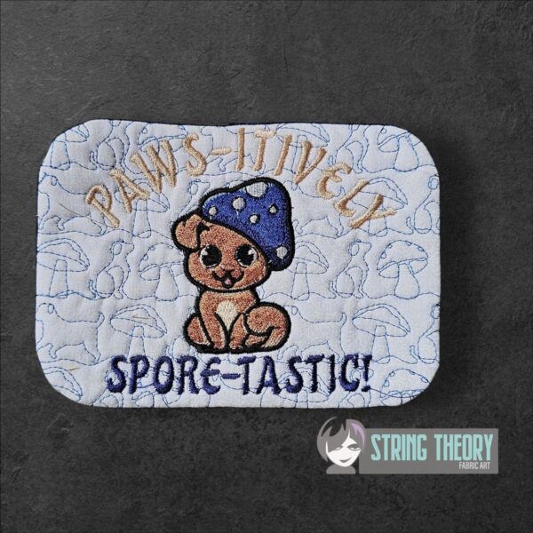 Chibi Mushpuppy – PAWS-ITIVELY Spore-Tastic Mug Rug  ITH in the hoop Digital Download for Machine Embroidery Pattern, Design (4x4, 5×7, 6×10 Hoop) - Image 3