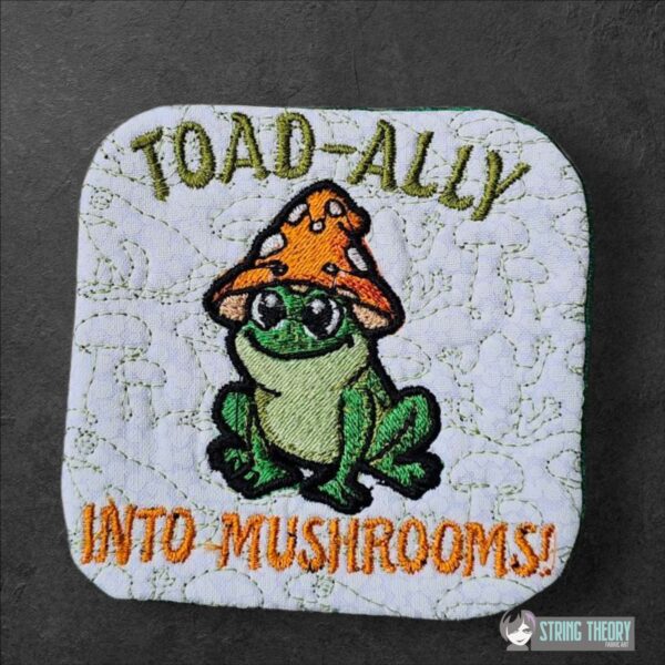 Chibi Mushtoad – TOAD-ALLY Into Mushrooms Mug Rug  ITH in the hoop Digital Download for Machine Embroidery Pattern, Design (4x4, 5×7, 6×10 Hoop) - Image 4