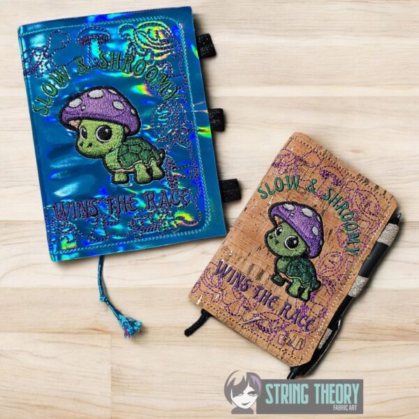 Chibi Mushturtle – Slow & Shroomy Wins the Race Notebook Cover ITH in the hoop Digital Download for Machine Embroidery Pattern, Design (5×7, 6×10 Hoop) - Image 4