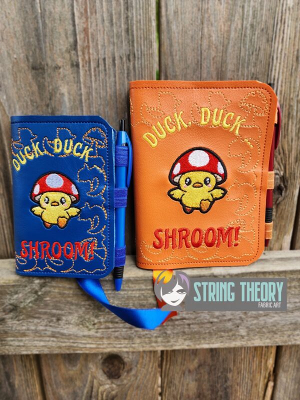 Chibi Mushduck – Duck, Duck, SHROOM! Notebook Cover ITH in the hoop Digital Download for Machine Embroidery Pattern, Design (5×7, 6×10 Hoop)