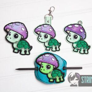 Chibi Mushturtle Bun Cover, fob, patch, Ornament ITH in the hoop Digital Download for Machine Embroidery Pattern, Design (4x4 Hoop)