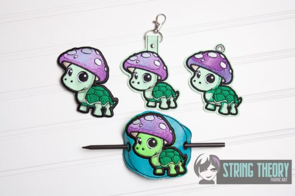 Chibi Mushturtle Bun Cover, fob, patch, Ornament ITH in the hoop Digital Download for Machine Embroidery Pattern, Design (4x4 Hoop)