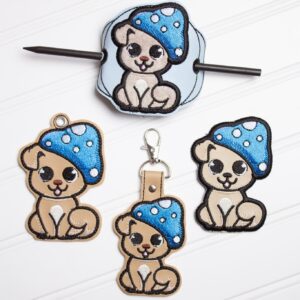 Chibi Mushpuppy Bun Cover, fob, patch, Ornament ITH in the hoop Digital Download for Machine Embroidery Pattern, Design (4x4 Hoop)