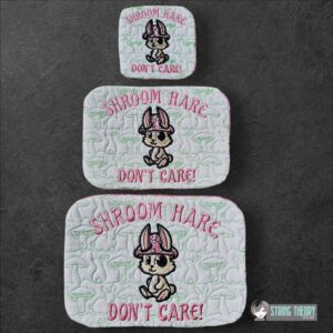 Chibi Mushbunny - Shroom Hair, Don't Care Mug Rug  ITH in the hoop Digital Download for Machine Embroidery Pattern, Design (4x4, 5×7, 6×10 Hoop)