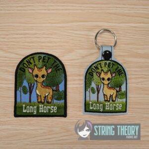 Don't Pet the Long Horse fob, patch ITH in the hoop Digital Download for Machine Embroidery Pattern, Design (4×4 Hoop)