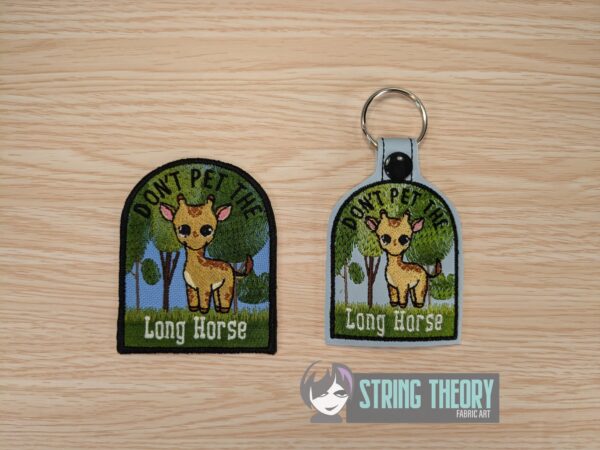 Don't Pet the Long Horse fob, patch ITH in the hoop Digital Download for Machine Embroidery Pattern, Design (4×4 Hoop)