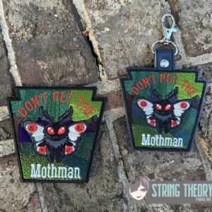 Don't Pet the Mothman patch, fob Digital Download for Machine Embroidery Pattern, Design (4×4 Hoop)