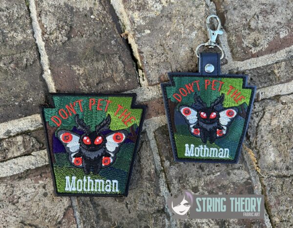 Don't Pet the Mothman patch, fob Digital Download for Machine Embroidery Pattern, Design (4×4 Hoop)