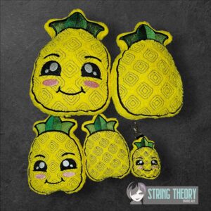 Pineapple Stuffie Includes Regular & Kawaii Face patterns ITH in the hoop Digital Download for Machine Embroidery Pattern, Design (4×4, 5×7, 6×10, 7×11, 8×12 Hoop)