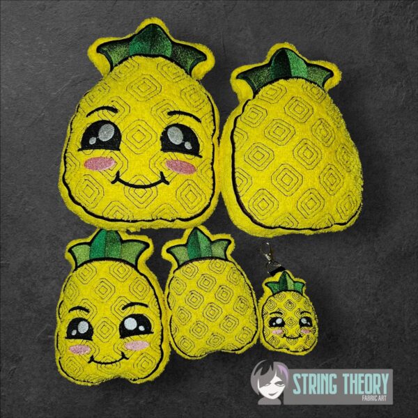 Pineapple Stuffie Includes Regular & Kawaii Face patterns ITH in the hoop Digital Download for Machine Embroidery Pattern, Design (4×4, 5×7, 6×10, 7×11, 8×12 Hoop)