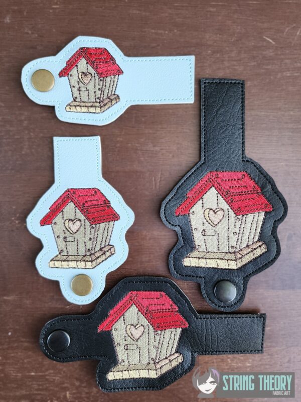 Cottagecore Birdhouse Tabs ITH in the hoop wallet tab Digital Download for Machine Embroidery Pattern, Design (4x4, 5x7 Hoop)