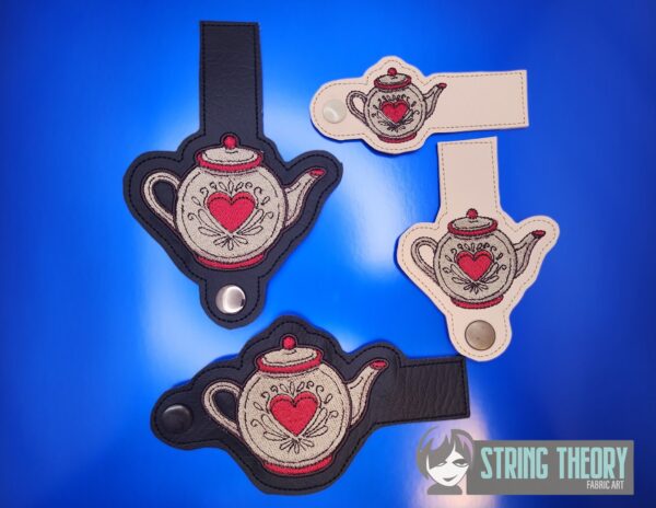 Cottagecore Teapot Tabs ITH in the hoop wallet tab Digital Download for Machine Embroidery Pattern, Design (4x4, 5x7 Hoop)