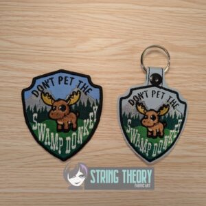 Don't Pet the Swamp Donkey fob, patch ITH in the hoop Digital Download for Machine Embroidery Pattern, Design (4×4 Hoop)