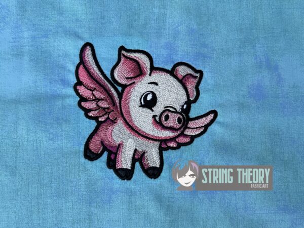 Chibi Flying Pig Digital Download for Machine Embroidery Pattern, Design (4×4, 5x7 Hoop) - Image 2