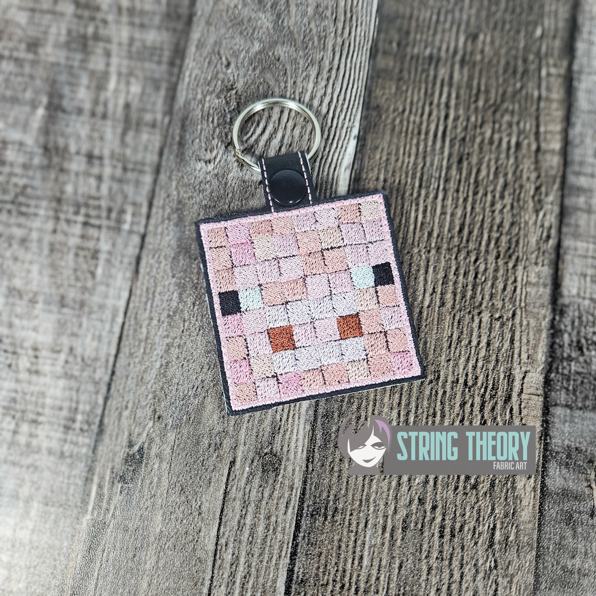 Minecraft Pig ITH fob machine embroidery design