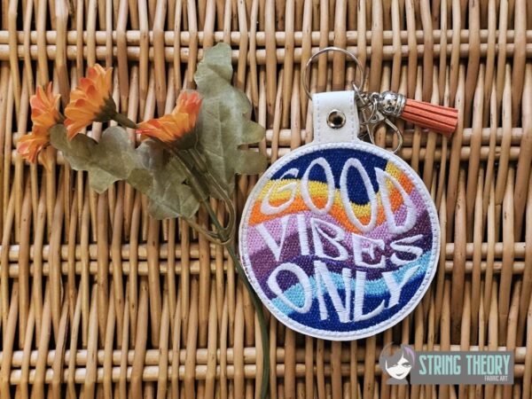 Good Vibes Only fob, patch, bun cover ITH in the hoop Digital Download for Machine Embroidery Pattern, Design (4×4 Hoop) - Image 2