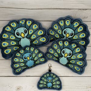 Chibi Peacock Stuffie ITH in the hoop Digital Download for Machine Embroidery Pattern, Design (4×4, 5×7, 6×10, 7×11, 8×12 Hoop)