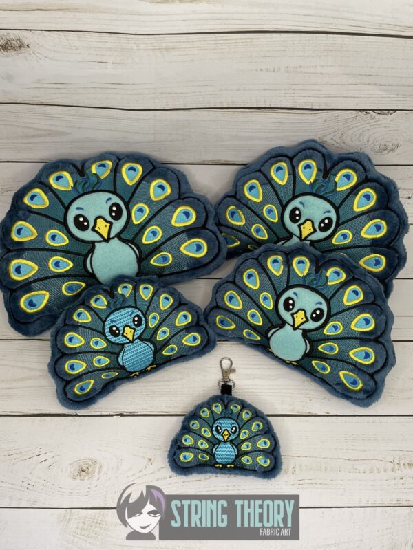 Chibi Peacock Stuffie ITH in the hoop Digital Download for Machine Embroidery Pattern, Design (4×4, 5×7, 6×10, 7×11, 8×12 Hoop)