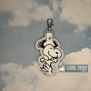 Peanuts Dancing Snoopy ITH fob machine embroidery design