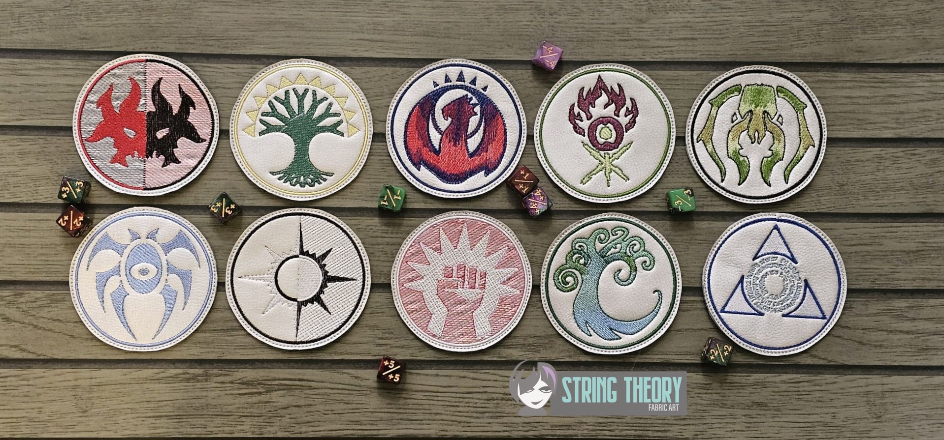 Magic the Gathering Guild Set ITH coaster machine embroidery design
