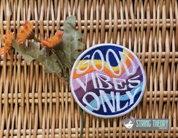 Good Vibes Only fob, patch, bun cover ITH in the hoop Digital Download for Machine Embroidery Pattern, Design (4×4 Hoop) - Image 3