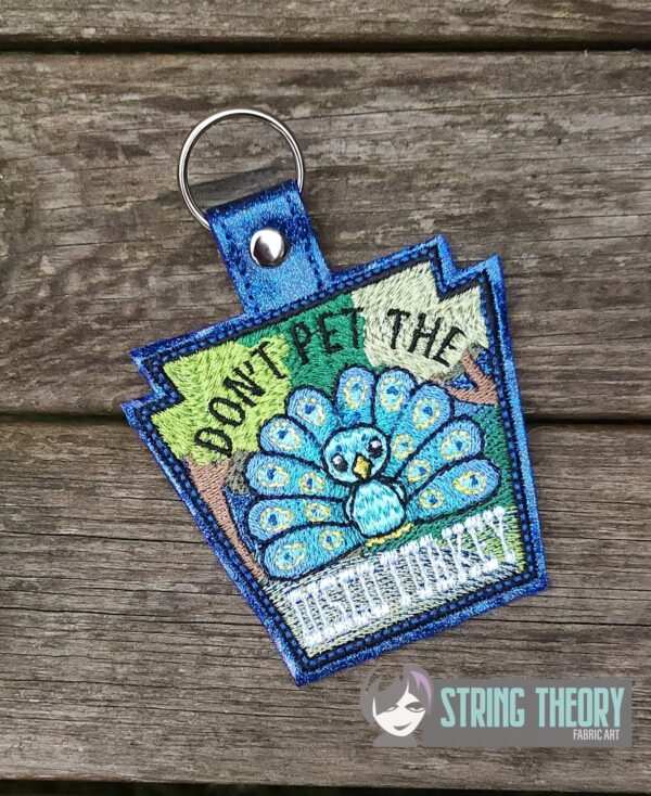 Don't Pet the Disco Turkey fob, patch ITH in the hoop Digital Download for Machine Embroidery Pattern, Design (4×4 Hoop) - Image 2