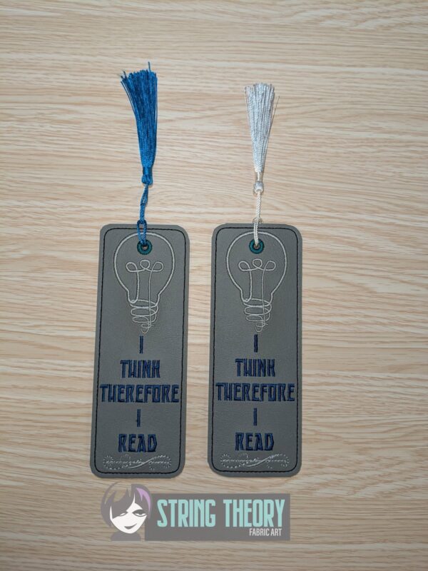 I Think Therefore I Read Bookmark ITH in the hoop Digital Download for Machine Embroidery Pattern, Design ( 2ITH 5x7 Hoop)