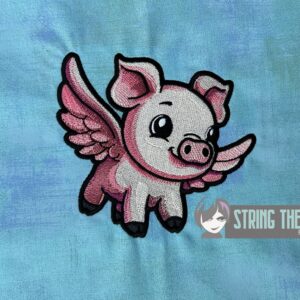 Chibi Flying Pig Digital Download for Machine Embroidery Pattern, Design (4×4, 5x7 Hoop)