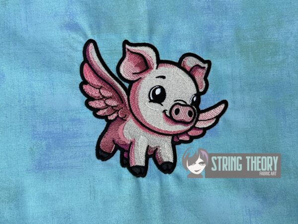 Chibi Flying Pig Digital Download for Machine Embroidery Pattern, Design (4×4, 5x7 Hoop)