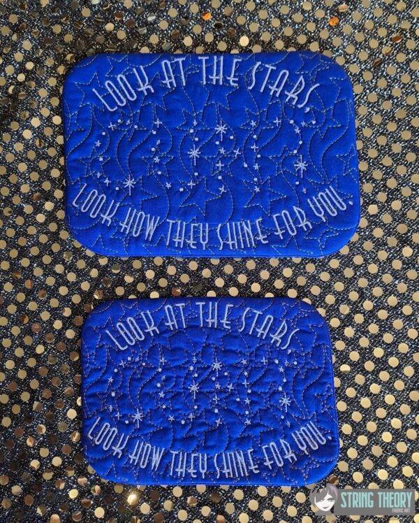 Look at the Stars, See How They Shine for You Mug Rug ITH in the hoop Digital Download for Machine Embroidery Pattern, Design (5x7, 6x10 Hoop)