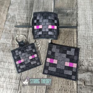 Minecraft Enderman ITH Patch fob bun cover machine embroidery design