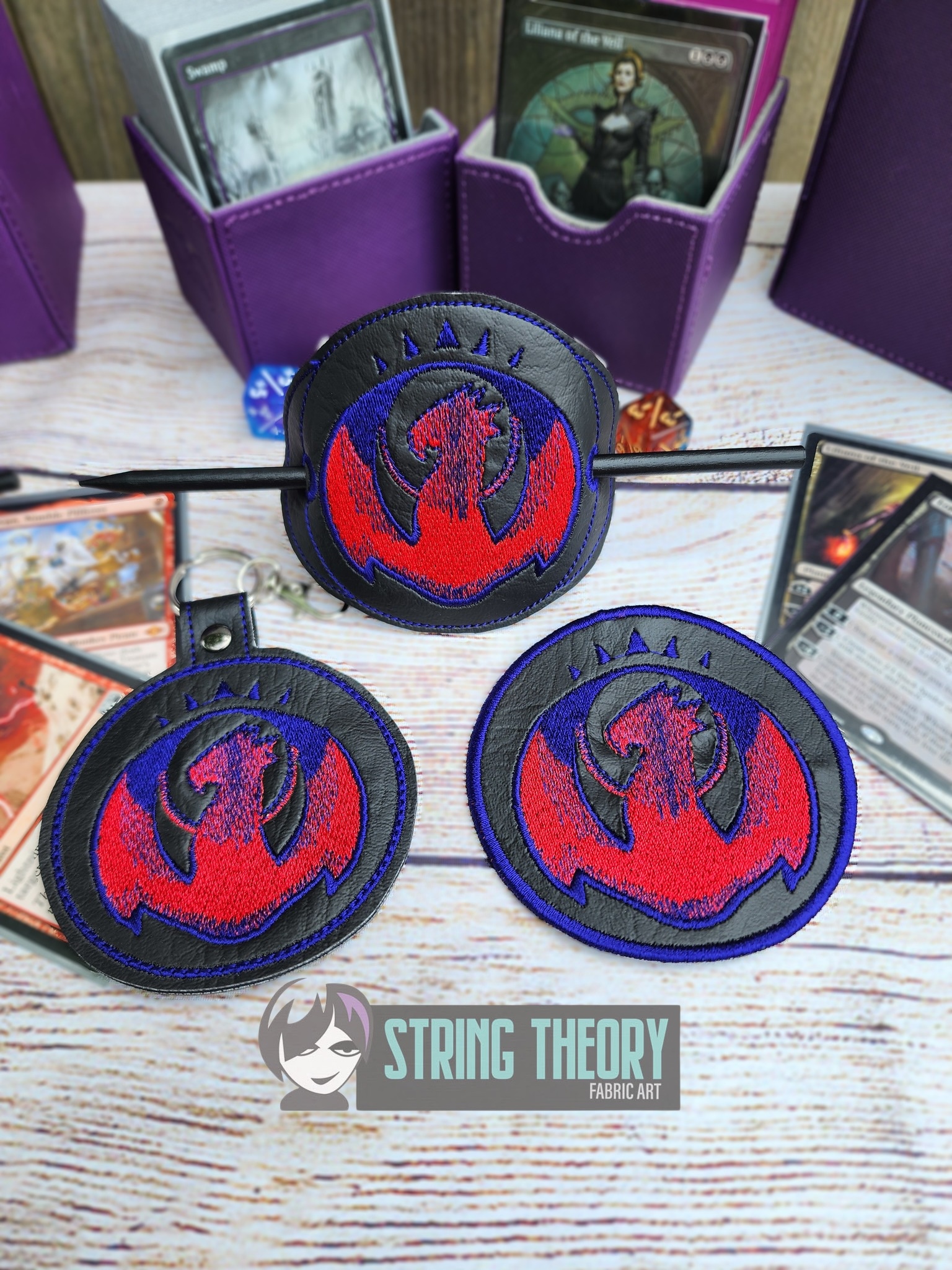 Magic the Gathering Izzet ITH fob bun cover patch machine embroidery design