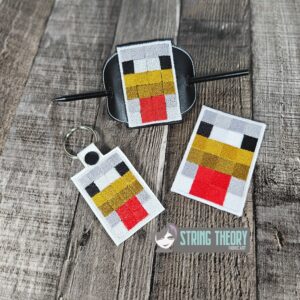 Minecraft Chicken ITH Bun Cover fob patch machine embroidery design